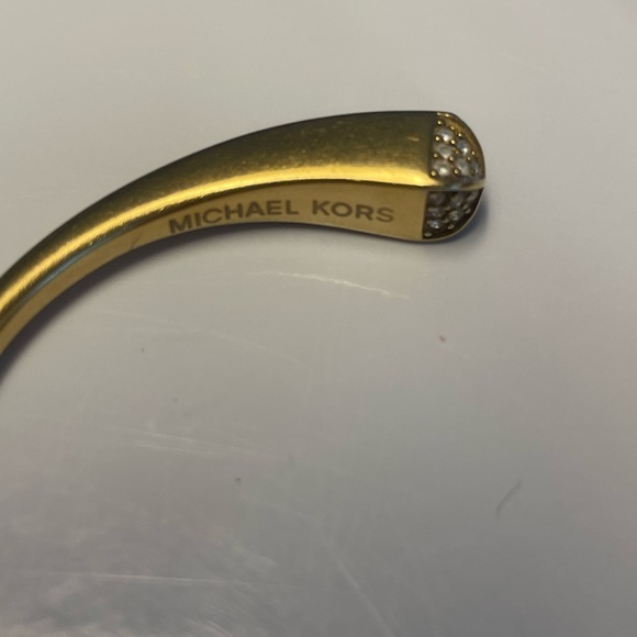 Michael Kors Open cuff Bangle Bracelet Gold Tone Color Pave Crystals - Picture 3 of 5